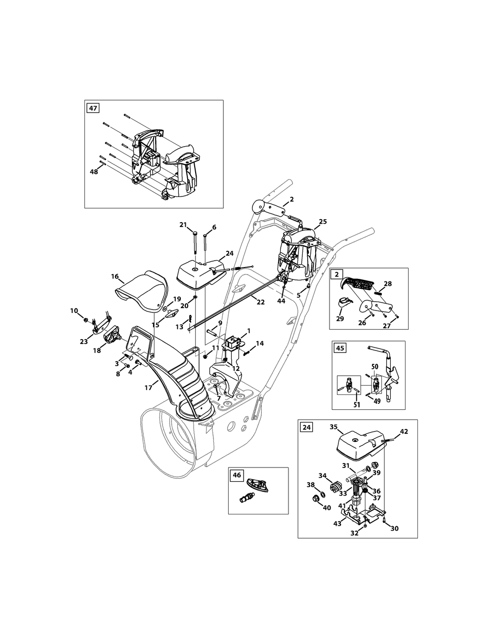 Chute Control (Std) Diagram and Parts List for 3X26-INCH31AH55TA (31AH55TA710-31AH55TA756)(2013) Cub Cadet Snow Blower